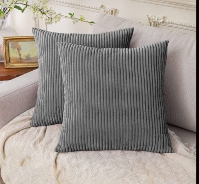 CLEARANCE OFFER 2PCS Striped Corduroy Velvet Cushion Covers/Cases