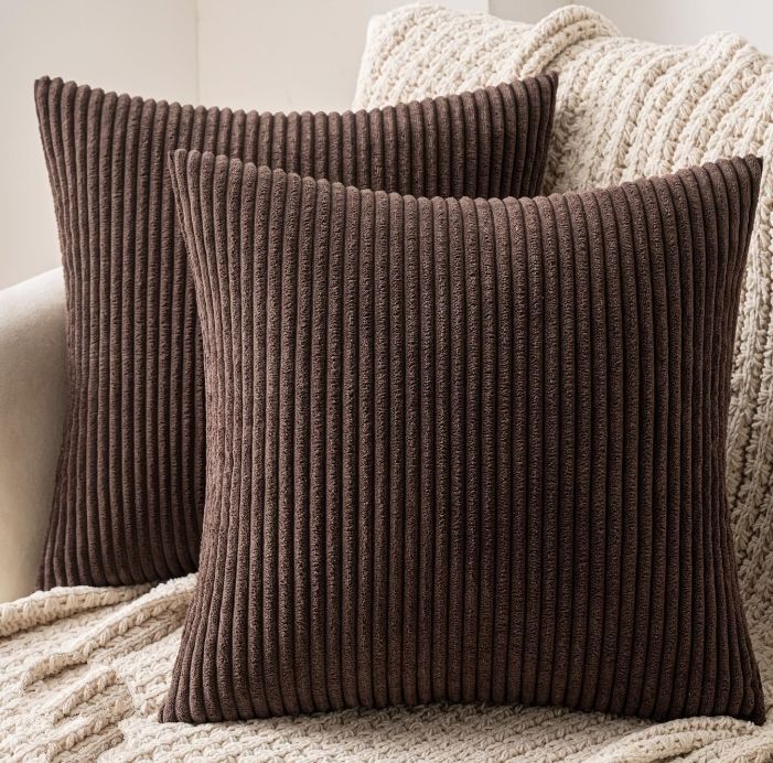 CLEARANCE OFFER 2PCS Striped Corduroy Velvet Cushion Covers/Cases