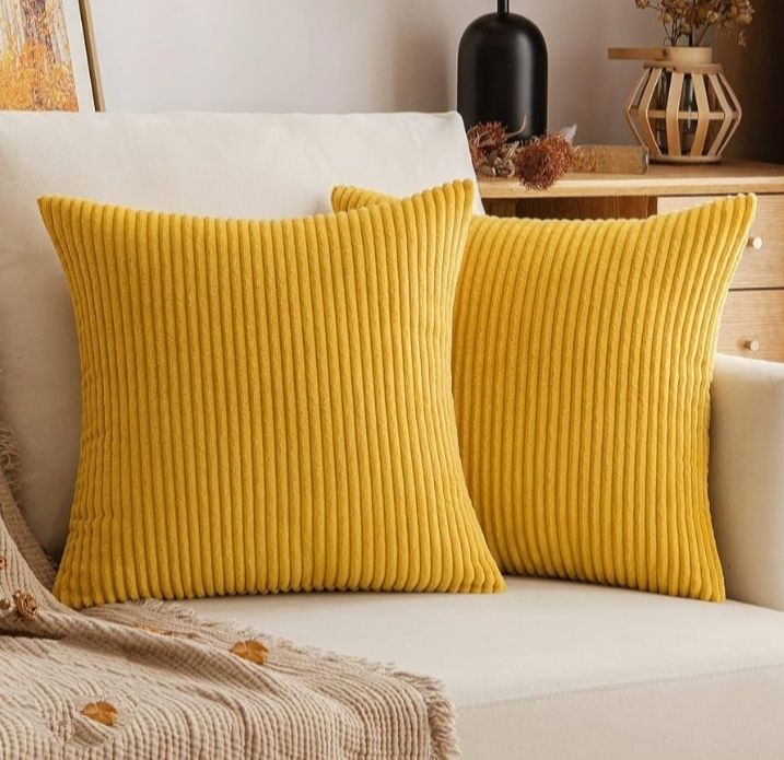 CLEARANCE OFFER 2PCS Striped Corduroy Velvet Cushion Covers/Cases