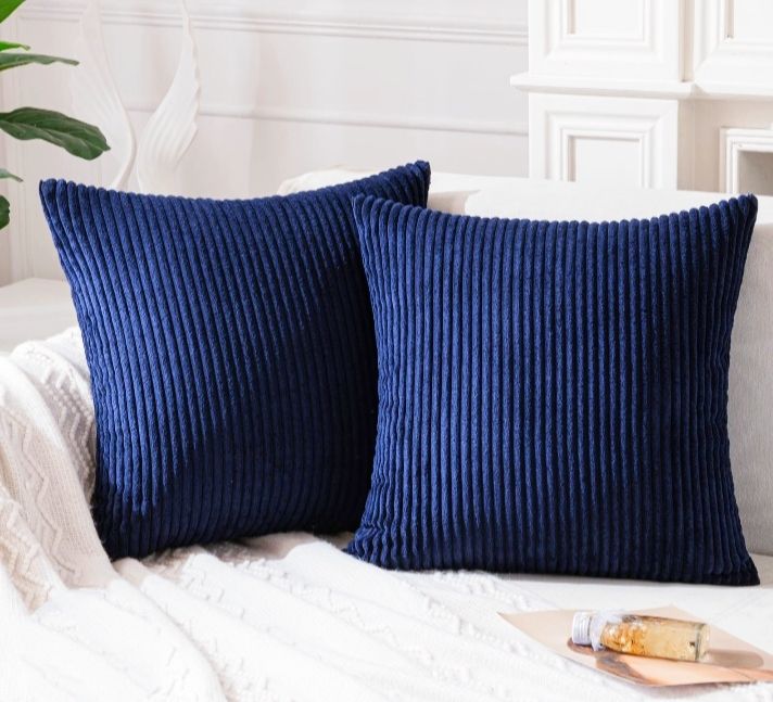 CLEARANCE OFFER 2PCS Striped Corduroy Velvet Cushion Covers/Cases