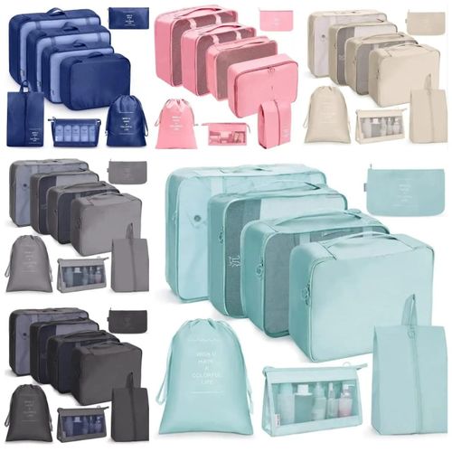 8Pcs Travel Packing Cubes For Suitcases, Travel Luggage Organiser Packing Bags, Winter Clothing Storage Bag, Waterproof Travel Compression Suitcase Bag For Clothes, Shoes, Toiletry Supplies