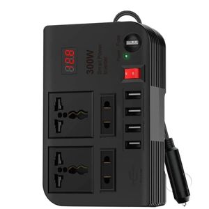 300W Car Inverter: Fast Charge On The Go! DC 12V To AC 220V, 4 USB Ports, 2 Universal Sockets, LED Display. Universal Car Laptop Charger With Extra Fuse. Stay Powered Anywhere!