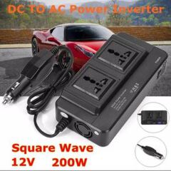 200W Car Voltage Converter Inverter DC 12V To AC 230V Ports Fast Charging Car Charger With Cigarette Lighter Plug With 2 Sockets And 4 USB For Business Trips And Vacation