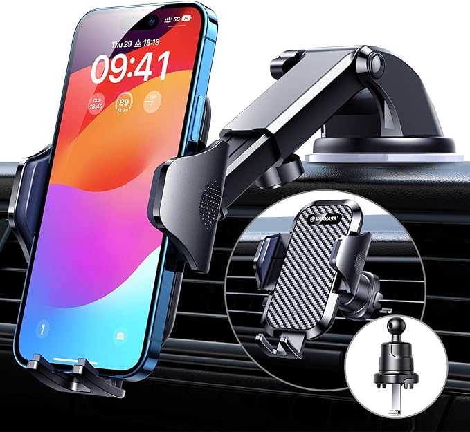 Ultra-Durable Phone Holders for Your Car- Car Phone Holder Mount, Safety Certs Cell Phone Car Mount Truck for Dashboard Windshield Vent