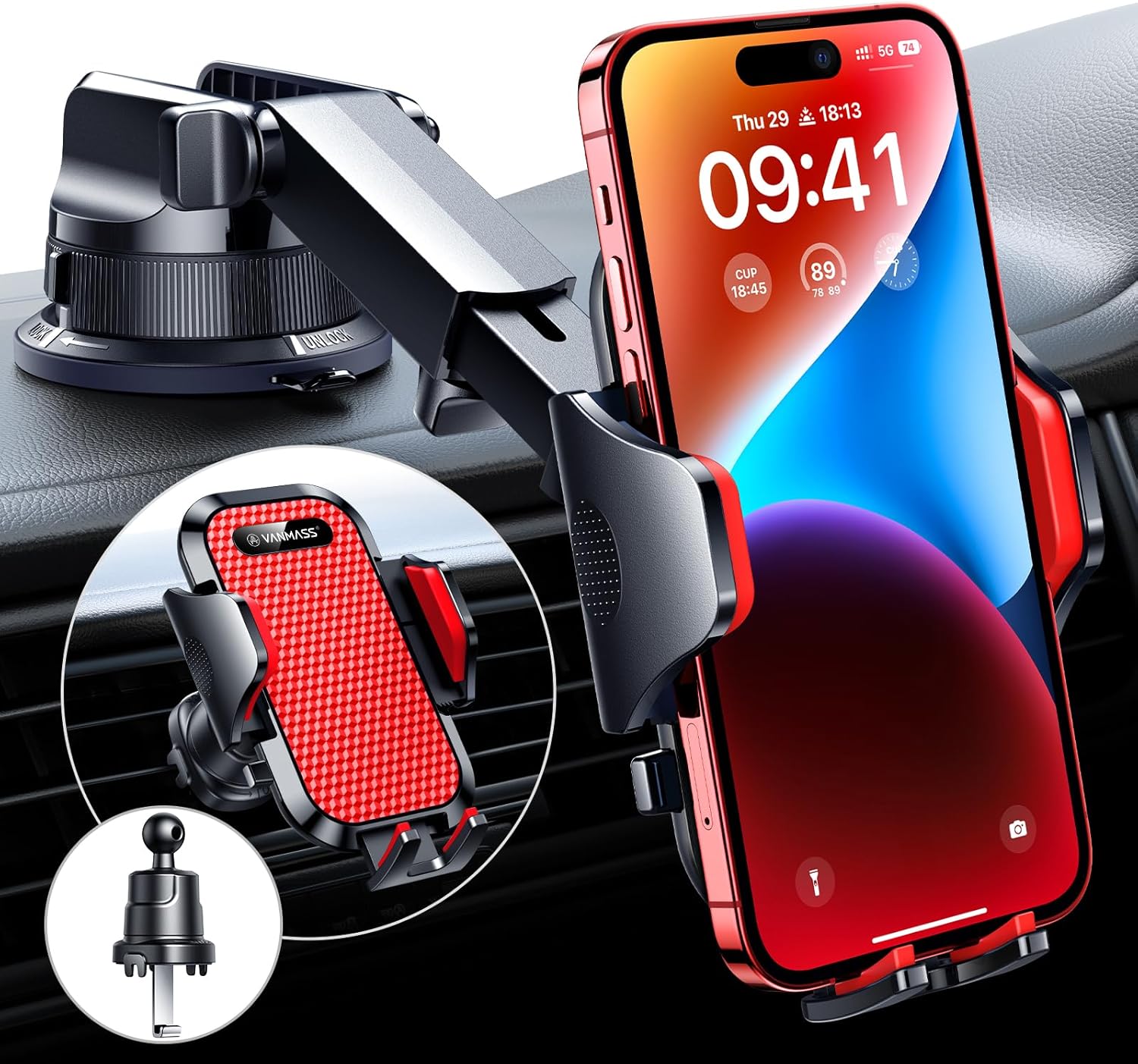 Car Phone Holder Mount Phone Mount for Car Windshield Dashboard Air Vent Universal Hands Free Automobile Cell Phone Holder Fit for all Smartphones Camera Mounts