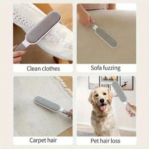Double-Sided Cleaning Brush for Pet Hair Remover, Lint Brush for Clothes, Furniture, and Carpet - Efficient Lint Roller Alternative, Reusable Fabric & Fur Remover