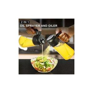 2 in 1 Oil Dispenser and Oil Sprayer, 470ml/16 oz Dispenser Bottle Spray and Pour, Glass Olive Oil Sprayer for Cooking, Oil Spray Bottle Mister Spritze