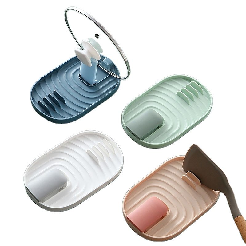 Kitchen Rack Practical Double-Tier Plastic Organizer for Cleaning Tools Includes Spatula Soup Spoon and Pot Lid Holder
