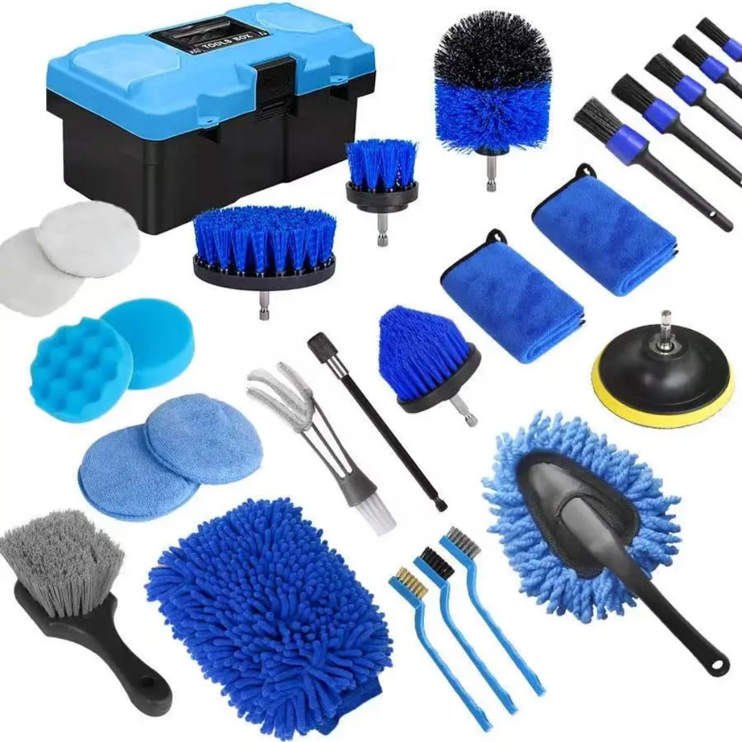 27Pcs Car Detailing Kit, Car Detailing Brush Set, Car Cleaning Kit, Auto Detailing Tools for Interior Exterior Wheels, Professional Car Wash Accessories with Windshield Cleaning Tool and Storage Box