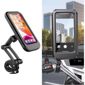 Motorcycle Phone Holder, 360° Free Rotation Magnetic Touch Sensitive Bike Cell Phone Mount, Anti-Theft Waterproof Bicycle Smartphone Handlebar Clip, Compatible with Motorbike Scooter