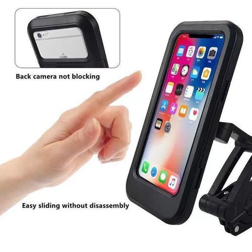 Motorcycle Phone Holder, 360° Free Rotation Magnetic Touch Sensitive Bike Cell Phone Mount, Anti-Theft Waterproof Bicycle Smartphone Handlebar Clip, Compatible with Motorbike Scooter
