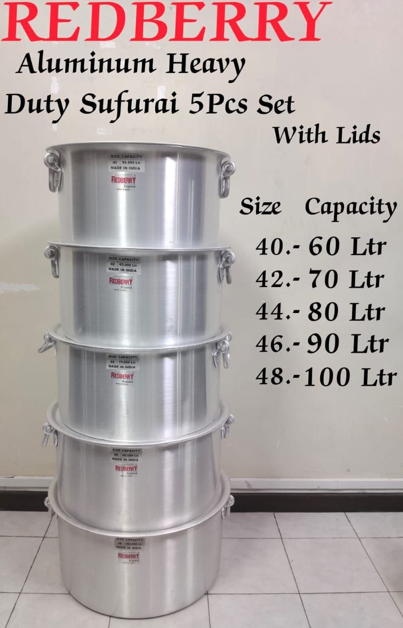 Set of 5pcs Heavy duty aluminium cooking sufurias  for big occasions,schools and churchers