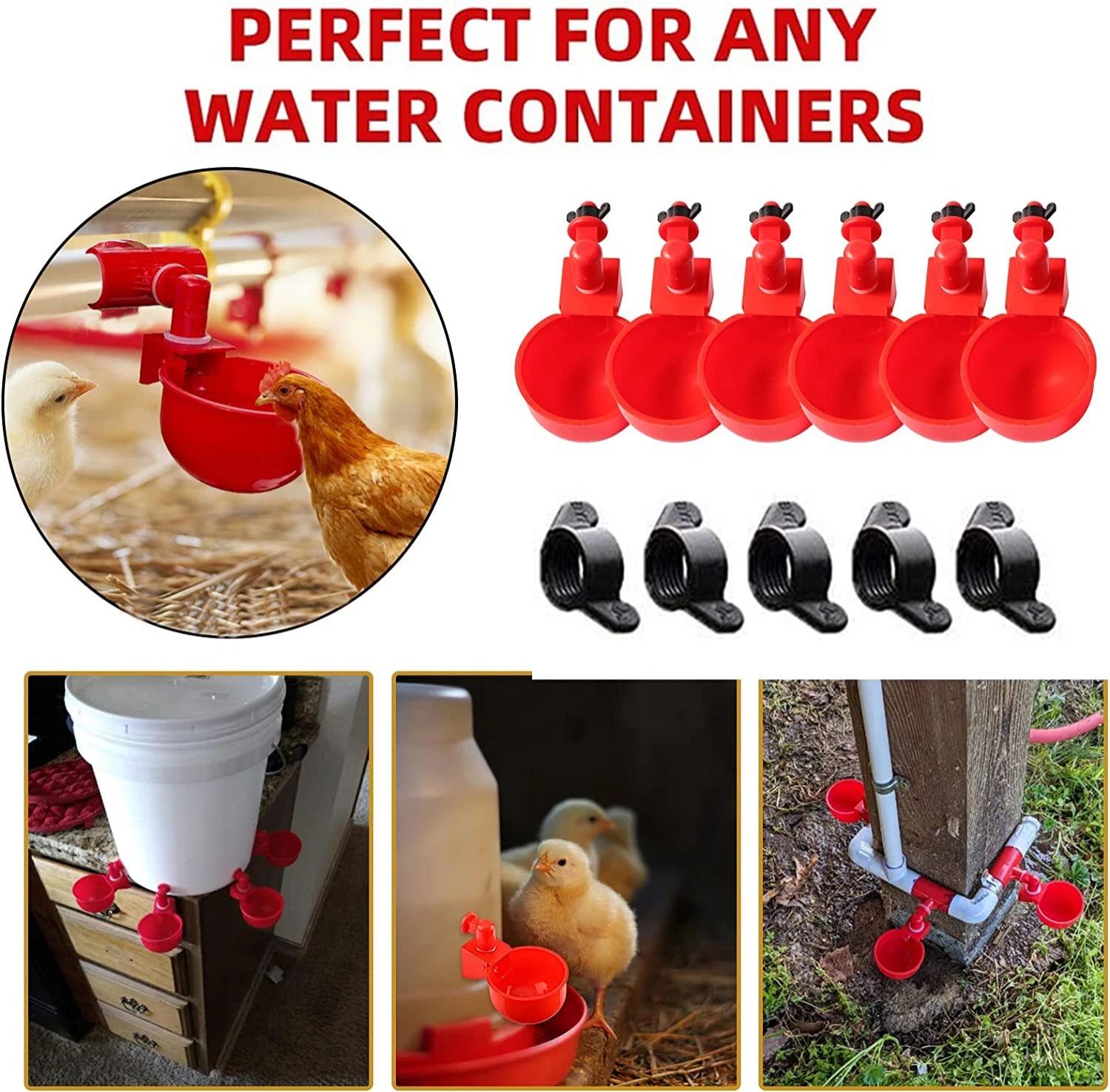 Farmers offer - Automatic cup chicken drinkers - 3 pcs- 20 pcs
