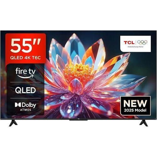 TCL 55T6C-55’’ QLED 4K ULTRA HD HDR FRAMELESS GOOGLE TV, SMART FIRE TV WITH DOLBY VISION & ATMOS, HDR10+, VOICE COMMAND FUNCTION & ASK ALEXA 2025 MODEL