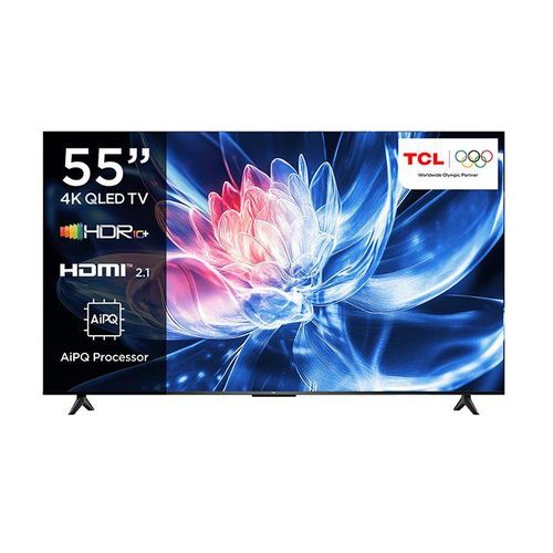 TCL 55T6C 55 inch QLED Smart TV 2025 120Hz VRR AiPQ HDR10+ MEMC 2GB+16GB Dolby Atmos Frameless, Bluetooth, Netflix & YouTube