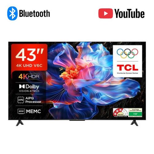 TCL 43V6C 43 4K UHD Smart Google TV – 4K HDR, Dolby Audio, Voice Control (1 Yr Warranty)