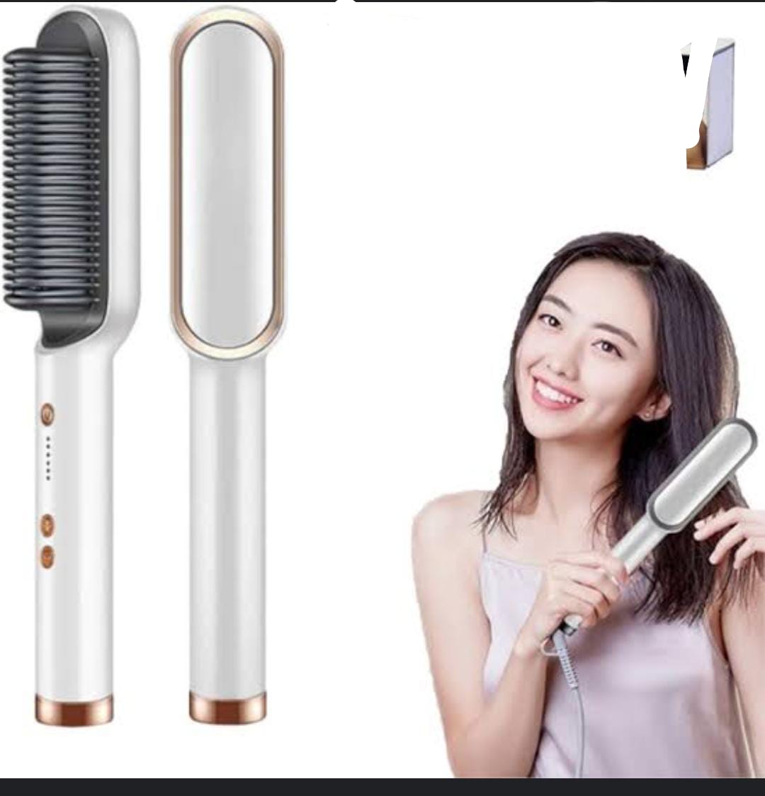 Kilimall Black Friday Special Offer ,Electric hair straightener comb,Hair Straightener Brush with Ceramic Coating, Hair Straightener Comb 6 Temps Settings up to 210-400F, 20s Fast Heating