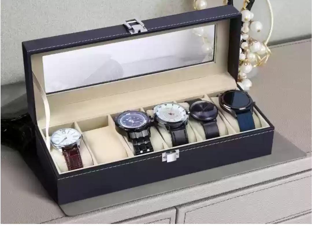 Watch organisers 6 slot. Material PU leather  , Watch Boxes 6 Slots, Watch Display Storage Box PU Jewelry Collection Case Organiser Holder