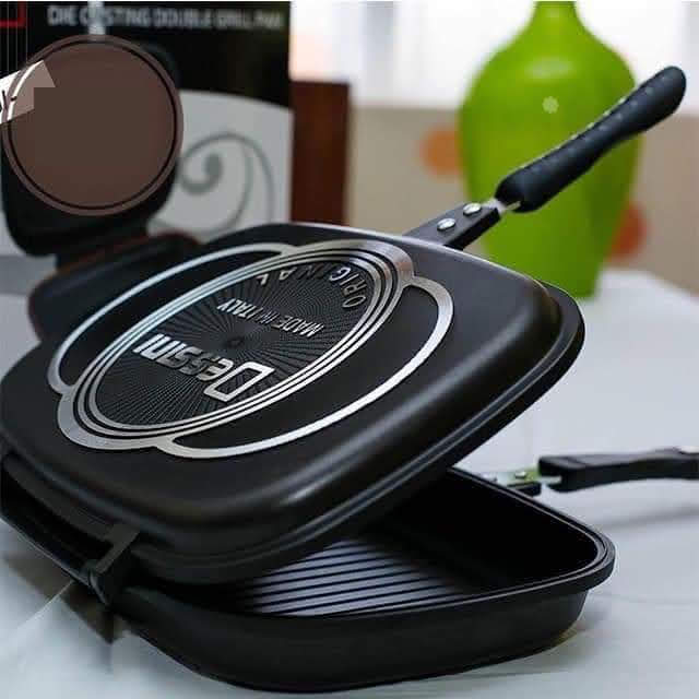 Grill Pan  Dessini Two-Sided Double Grill Non-stick Pressure Pan 40 Cm Enjoy Well Cooked Nyama  Choma At The Confurt of  Your Home Always Cook at Low Temparature
