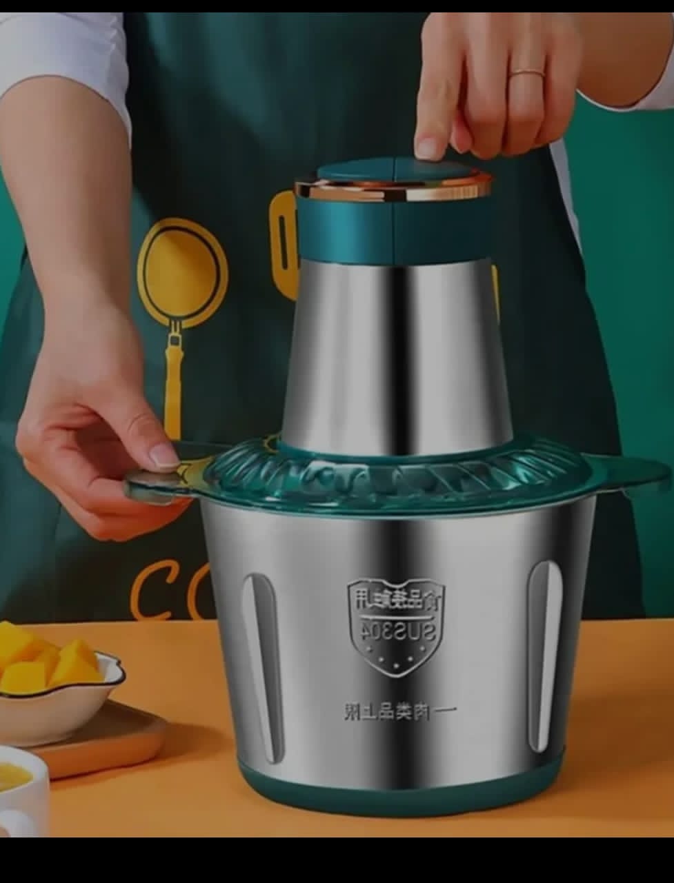 Electric Kitchen Chopper With 3 L Stainless Steel Bowl, Multi Chopper With 2 Speed Levels, Meat Grinder With 4 Blades For Meat, Onions, Fruit, Vegetables