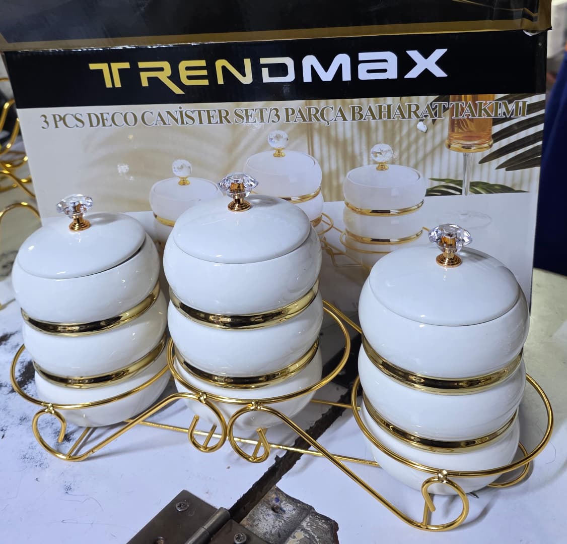 Set of 3 Ceramic Canisters Set for Sugar Coffee Tea With Tray, Luxurious Storage Containers Sets with Lids Decorative Storage Pots Marble Ceramic Storage Jar for Kitchen Dining Room