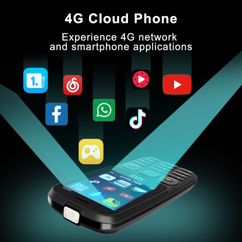 SIMI G420 4G Feature Phone Inclusive Of TikTok YouTube, Facebook, FM Radio, Dual SIM Card Holder + T-card BT 2500mAh 16MB+16MB Memory - Black