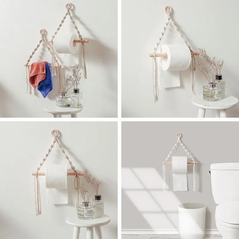 ✅Toilet paper holder Tapestry towel hanging rope, bathroom Decoration Toilet Paper Holder Tapestry Macrame Vintage Towel Hanging Rope Toilet Paper Holder Home Hotel Bathroom Decoration,