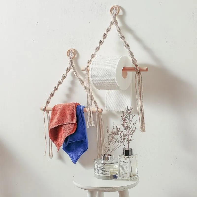 ✅Toilet paper holder Tapestry towel hanging rope, bathroom Decoration Toilet Paper Holder Tapestry Macrame Vintage Towel Hanging Rope Toilet Paper Holder Home Hotel Bathroom Decoration,