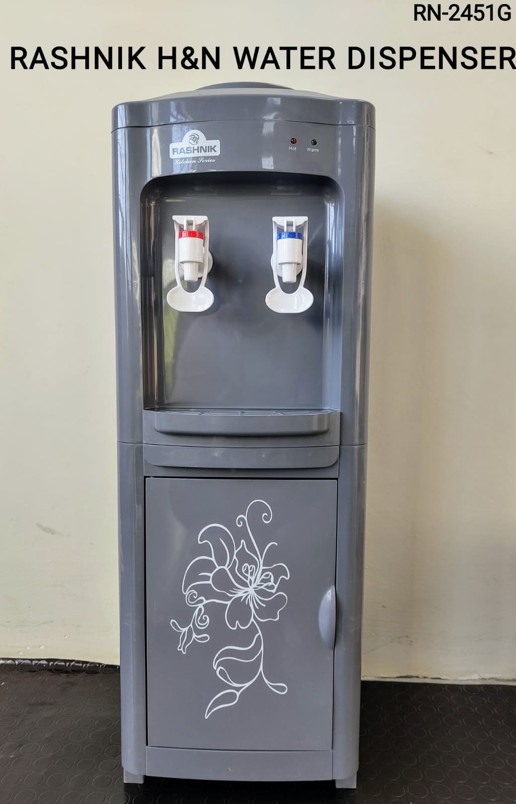 RASHNIK HOT AND NORMAL WATER DISPENSER,Water Cooler Dispenser for 5 Gallon Bottles - 3 Temperatures with Hot, Room & Cold Spouts, Child Safety Lock, LED Display with Empty Bottle Alert