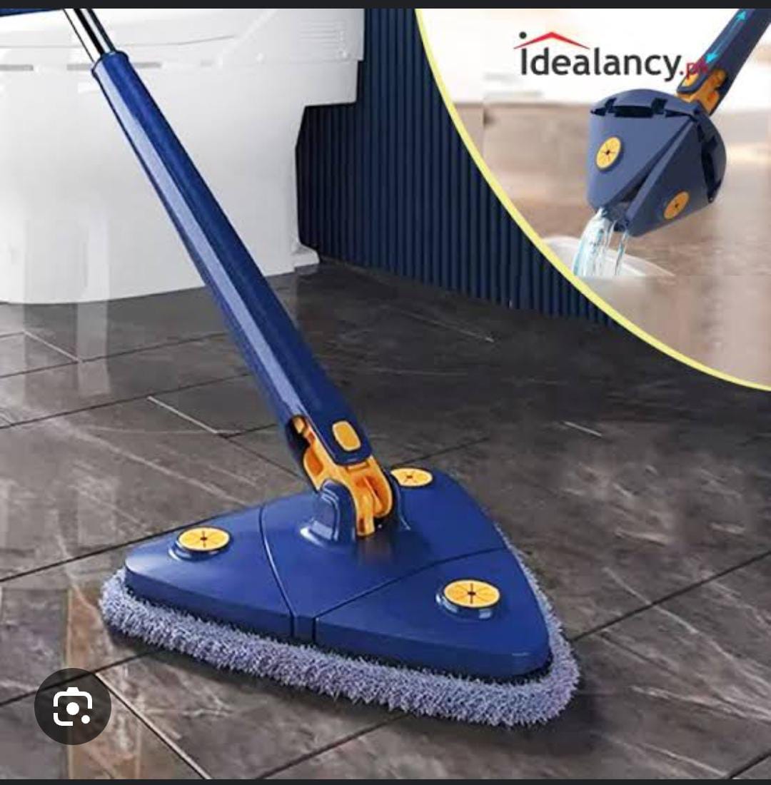 360° Self Squeezing Spin Mop, Rotatable Cleaning Mops Adjustable Triangle Floor Cleaner Mop with Stainless Steel Long Handle Push-Pull Squeezing Cleaning Mop Dry & Wet Mop for Floor Cleaning