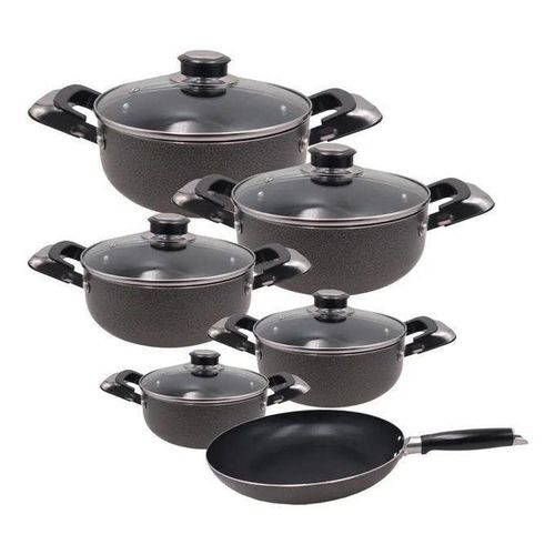JP Jamesport 10Pcs Heavy Non-Stick Granite Cooking Pot Sufuria With Free Pan & Cookware Set