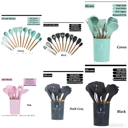 SILICONE SPOONS. Affordable High Quality Silicone Heat Resistant Kitchen Cooking Utensils 12 Pcs Set Now Available HIGHLY RECOMMENDED FOR OUR NON STICK COOKWARE TO AVOID BREAKEAGE