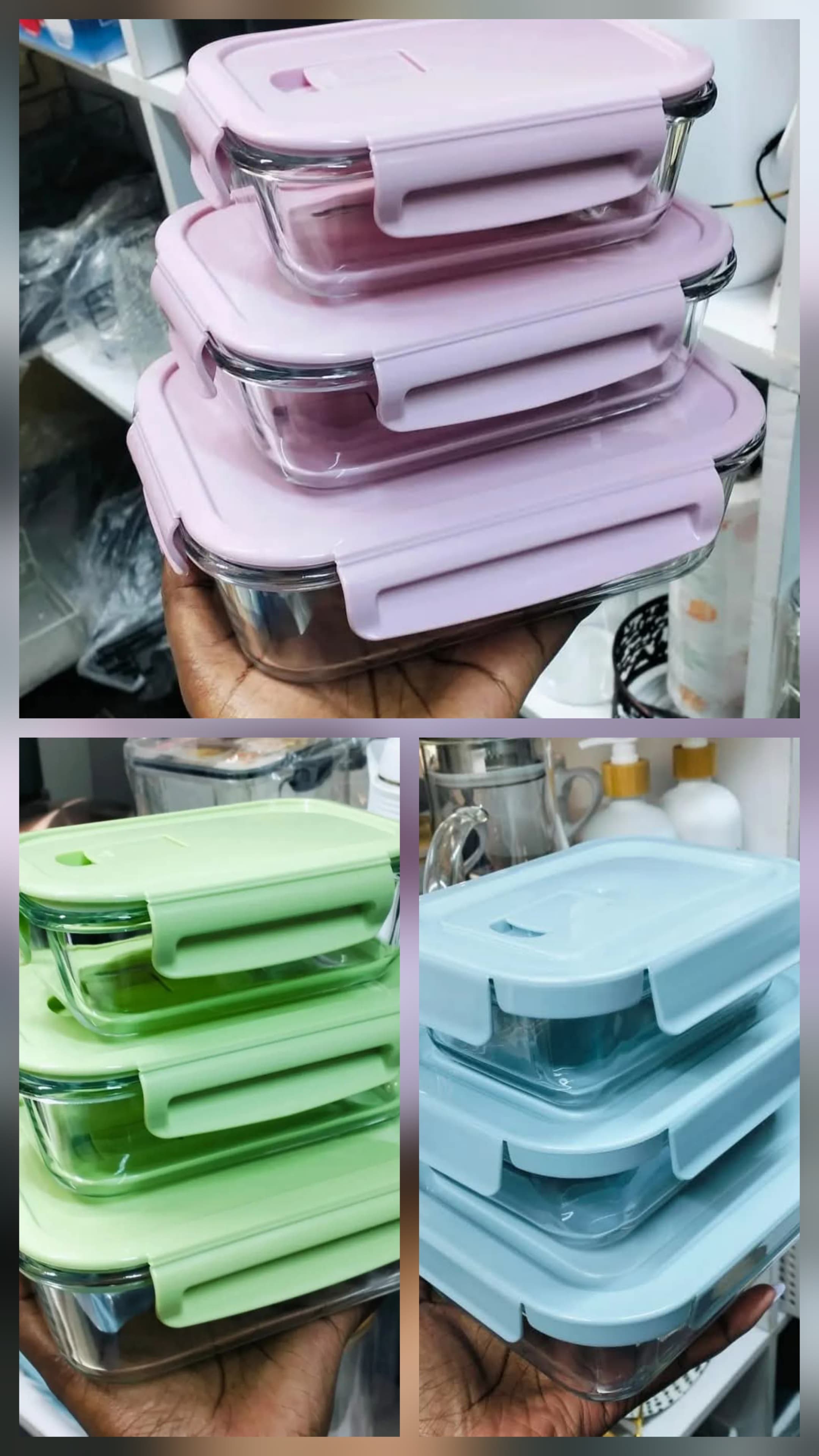 Glass Containers for Food Storage with Locking Lids Baking Dish Set 3 Meal Storing Serving Leakproof Ovensafe