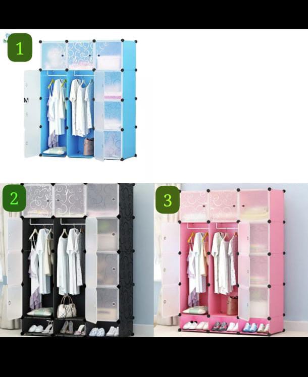 THREE COLUMN HARDENED PLASTIC WADROBE WITH INBUILT SHOE RACK