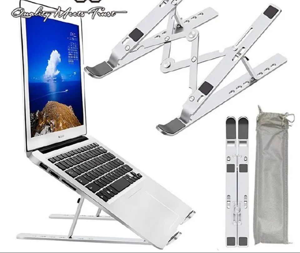 100% Aluminium Alloy Foldable Laptop Stand, Ergonomic Laptop Holder Tablet Holder Mounts,Adjustable Riser Cooling Bracket with 10 to 18 Inches Notebook Computer Mounts & Stands