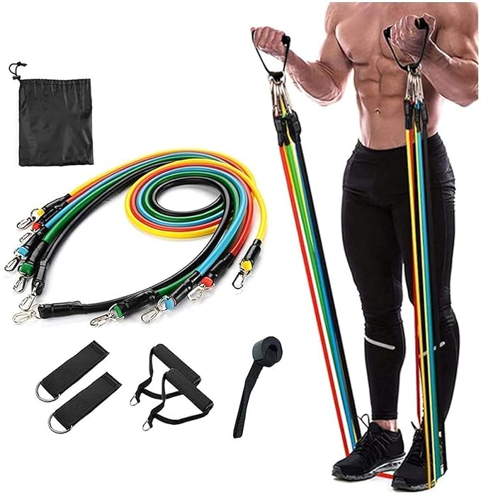 Resistance Exercise Bands with Door Anchor, Handles, Waterproof Carry Bag, Straps for Resistance Training, Physical Therapy, Home Workouts, Resistance Band.