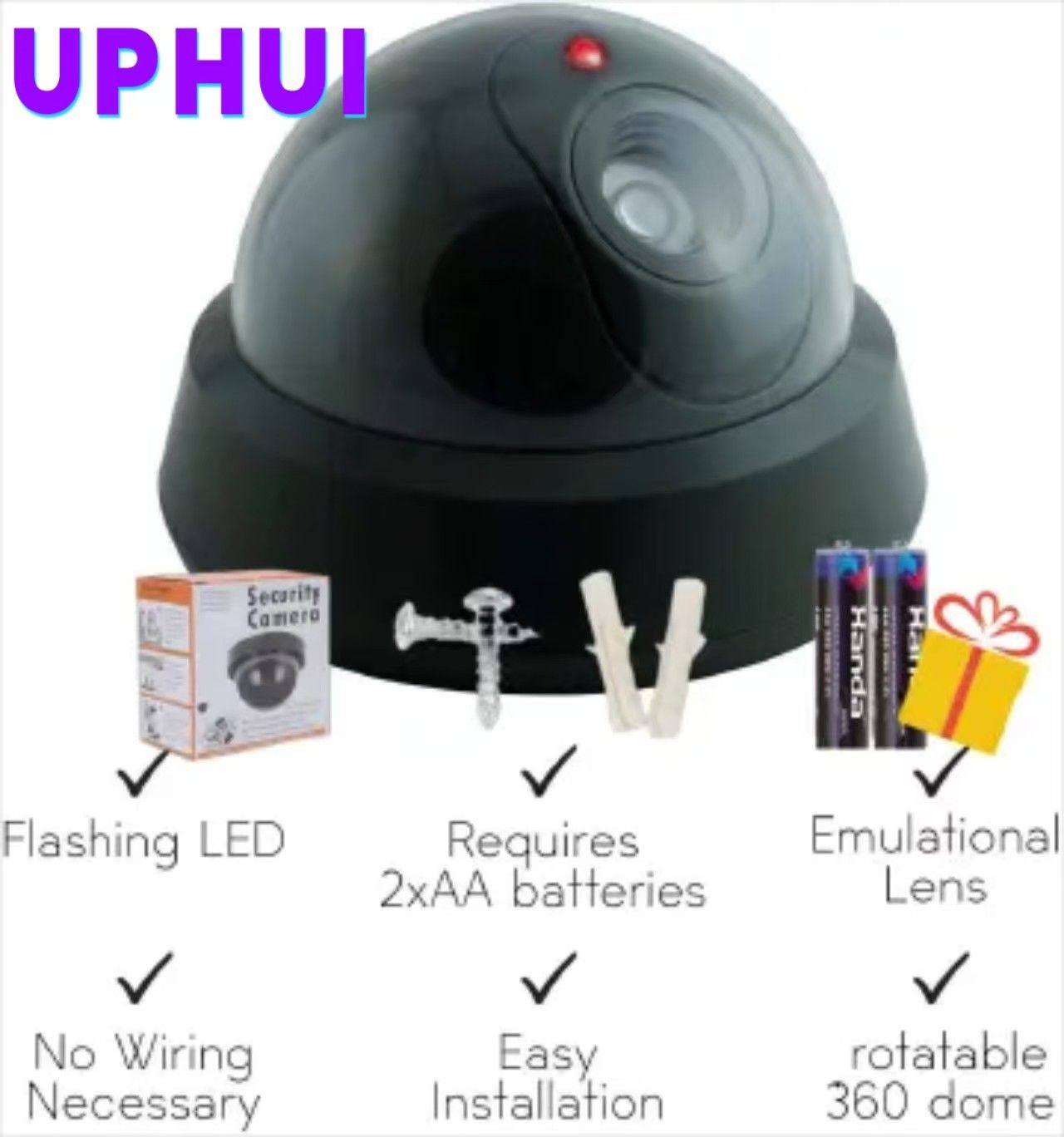 UPHUI Fake Security Camera Simulated Surveillance Camera Design Simulated Camera Simulated Surveillance Fake Dome Large Fake Surveillance Fake Camera with light