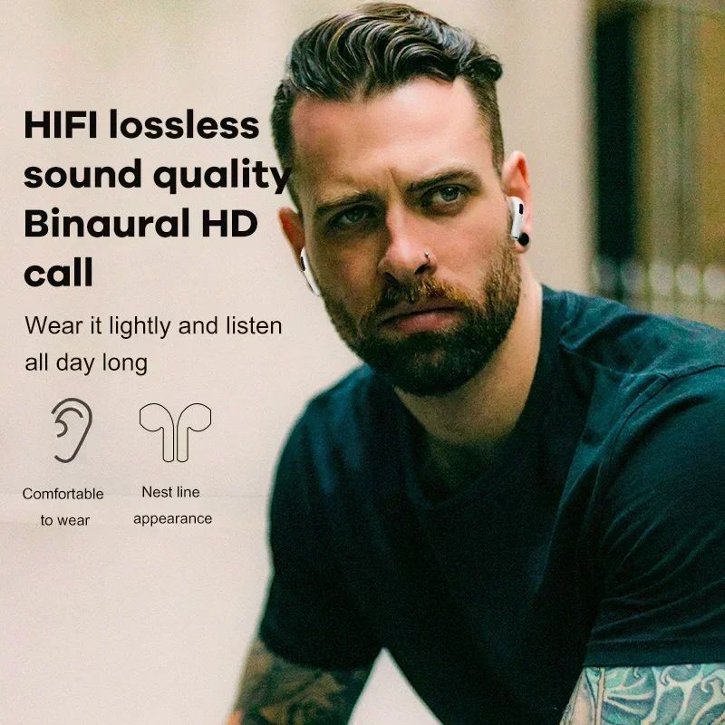 UPHUI Bluetooth 5.3 in-ear Headphones Wireless Mini Earbuds, Stereo Sound Earphones with Charging Case, Light Weight Headset for Room Travel Camping Office Work or Outdoor Sports, Black