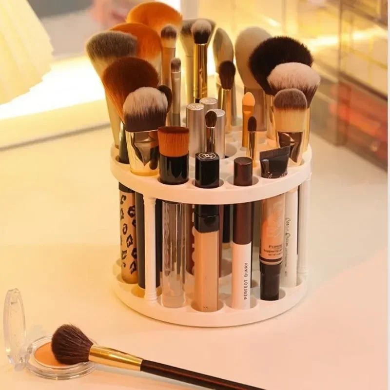 UPHUI 50 holes Simple Multi-Grid Pen Holder Girls' Makeup Brush Storage Art Paint Finishing Rack Students' Desktop Finishing Plastic Rack