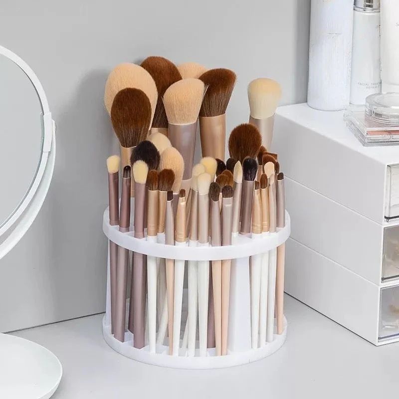 UPHUI 50 holes Simple Multi-Grid Pen Holder Girls' Makeup Brush Storage Art Paint Finishing Rack Students' Desktop Finishing Plastic Rack