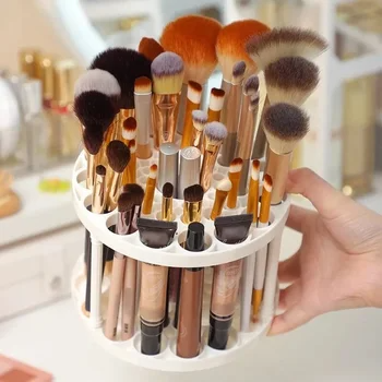 UPHUI 50 holes Simple Multi-Grid Pen Holder Girls' Makeup Brush Storage Art Paint Finishing Rack Students' Desktop Finishing Plastic Rack