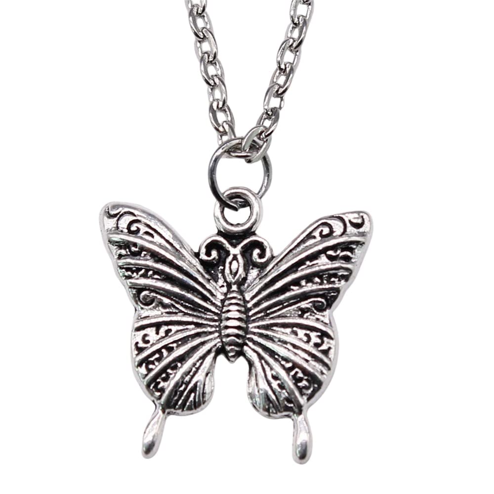 UPHUI 2pcs necklaces, ladies' silver full diamond butterfly collarbone chain, sweater chain, extended chain, large butterfly pendant, can be worn separately 2-in-1