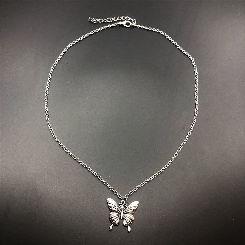 UPHUI 2pcs necklaces, ladies' silver full diamond butterfly collarbone chain, sweater chain, extended chain, large butterfly pendant, can be worn separately 2-in-1