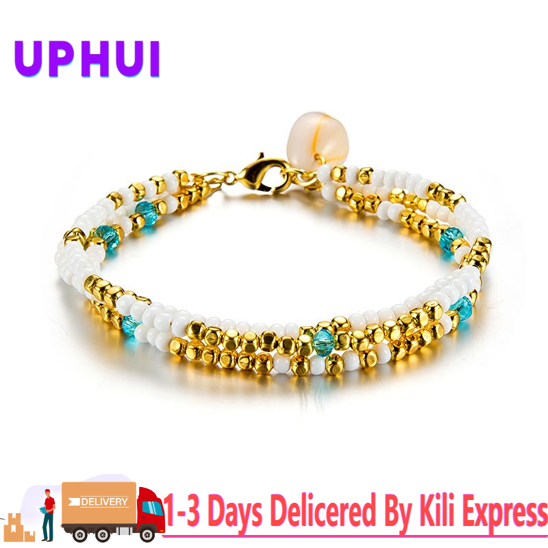 UPHUI Multi layer colorful three-layer ankle chains, fashionable photography props, vacation shells, holiday play, photography gifts As shown in the picture