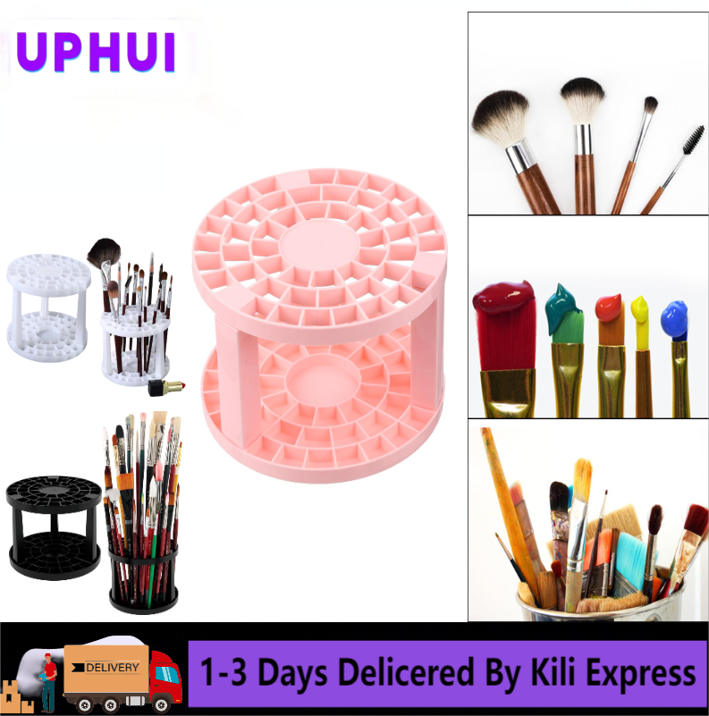 UPHUI 50 holes Simple Multi-Grid Pen Holder Girls' Makeup Brush Storage Art Paint Finishing Rack Students' Desktop Finishing Plastic Rack