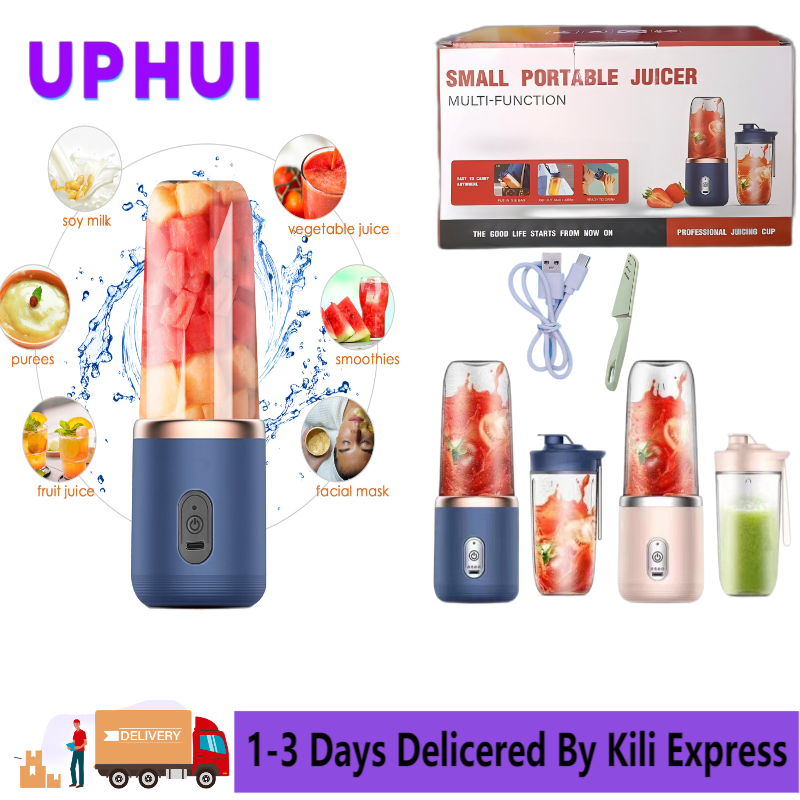 UPHUI Personal Blender for Shakes and Smoothies, Portable Mixer, Fruit Juicer USB Rechargeable with 6 Blades, Handheld Blenders for Sports Travel and Outdoors, Small Electric Mini Blender