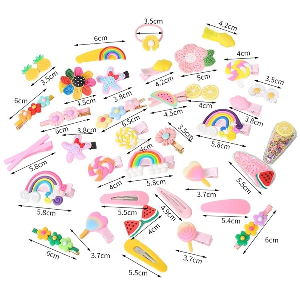 UPHUI 14pcs Cute Hair Clip Fashion Girl Hair Accessories Flower Fruit Colorful Rainbow Candy Dessert Cute Animal Hair Clip Set Anti slip Metal Buckle Suitable for Girls Children and Toddlers Gift