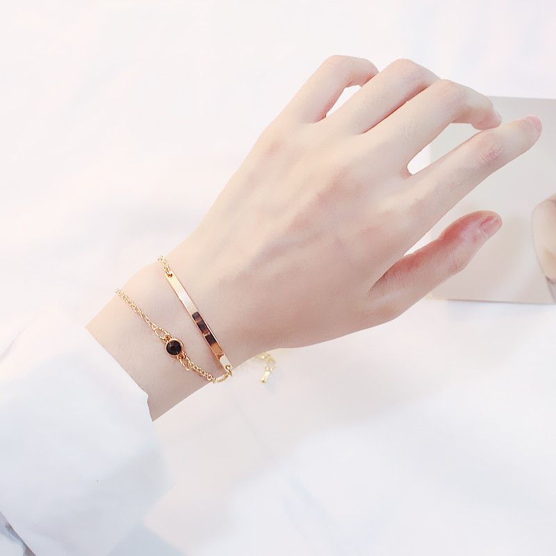 UPHUI Bracelet design wrapped double layered wearing personality elegant simple fashion bracelet double layered design geometric bracelet temperament female Daily wearing, students