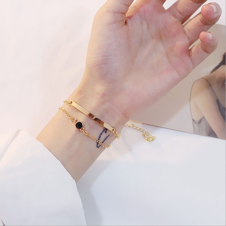 UPHUI Bracelet design wrapped double layered wearing personality elegant simple fashion bracelet double layered design geometric bracelet temperament female Daily wearing, students As shown in the picture