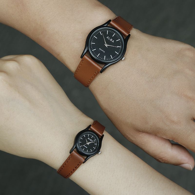 UPHUI Couple watches Minimalist Couple Watches Brown Leather Watch For Lover Casual Quartz Clock Classic Wristwatch Lovers Gift friend watches Brown